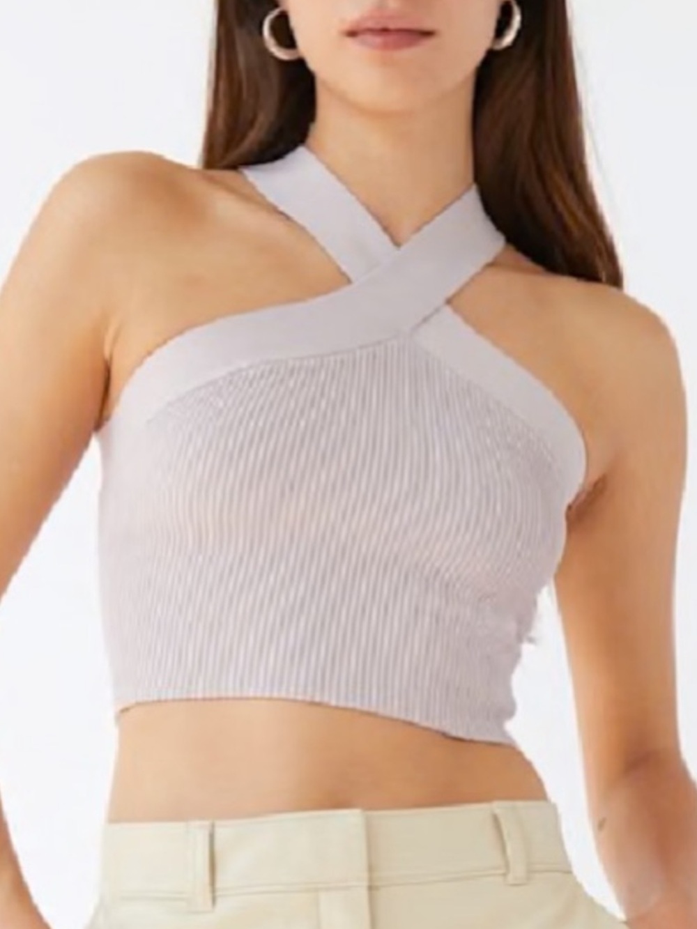 Babaton Sculpt Knit Criss Cross Cropped Tank - Pastel Purple